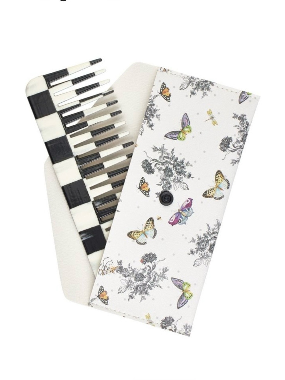 MacKenzie-Childs × Goody Comb and Case Courtly Check and Butterfly Toile